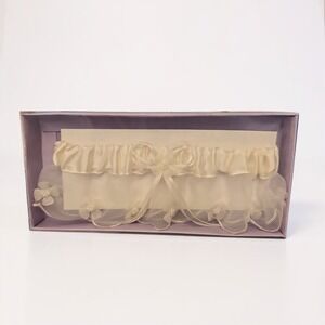 Vintage Wedding Bridal White Lace Garter B.B. World- New In Box